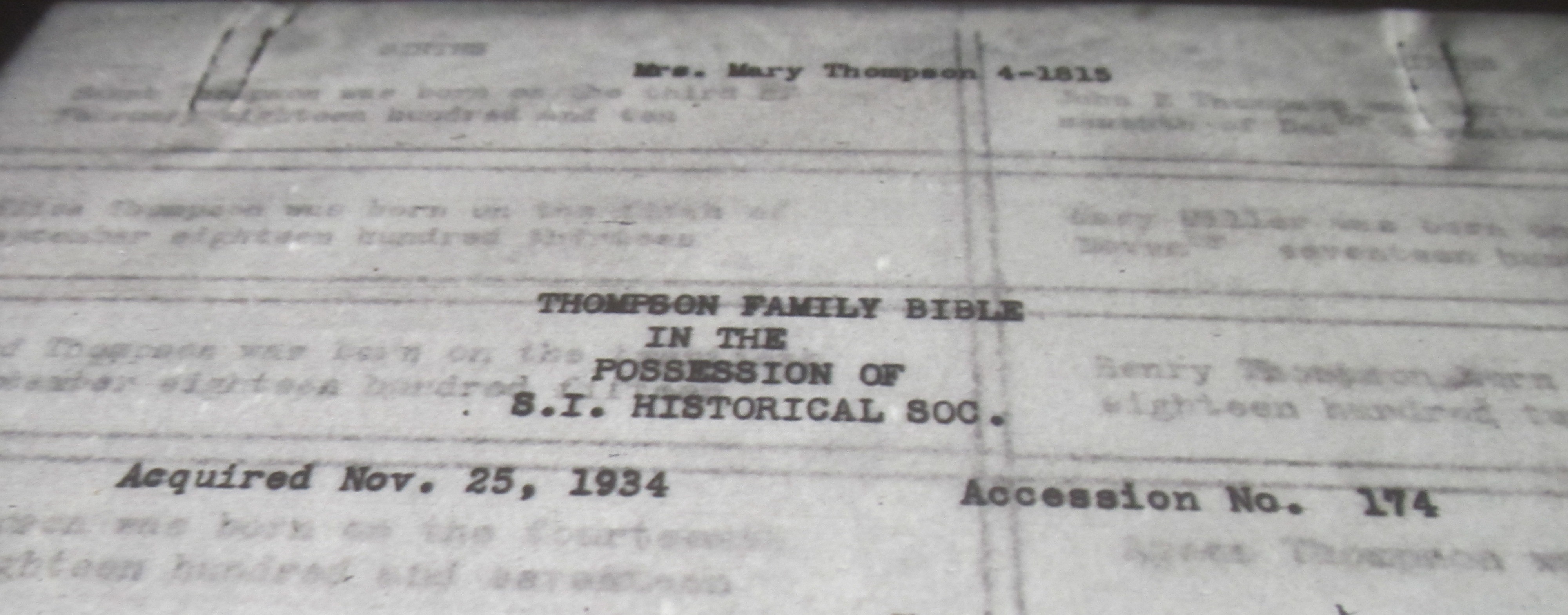 Bible Records Staten Island, Richmond County, NY Genealogical Resources