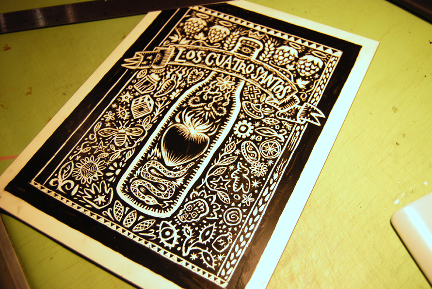 Scratchboard Rich Powell Illustration