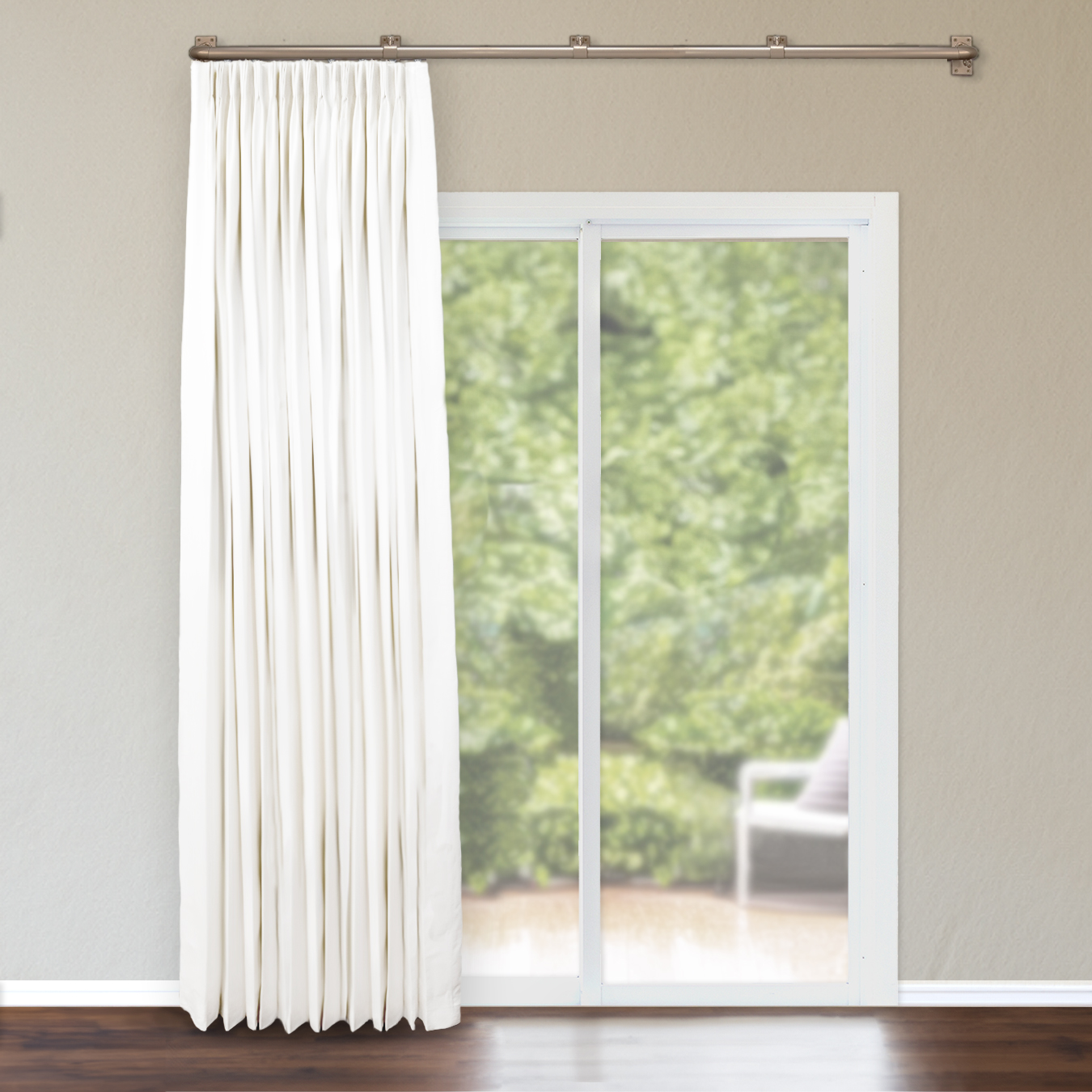 Patio Door Drapery Panel in White Cotton Duck Rich Tex