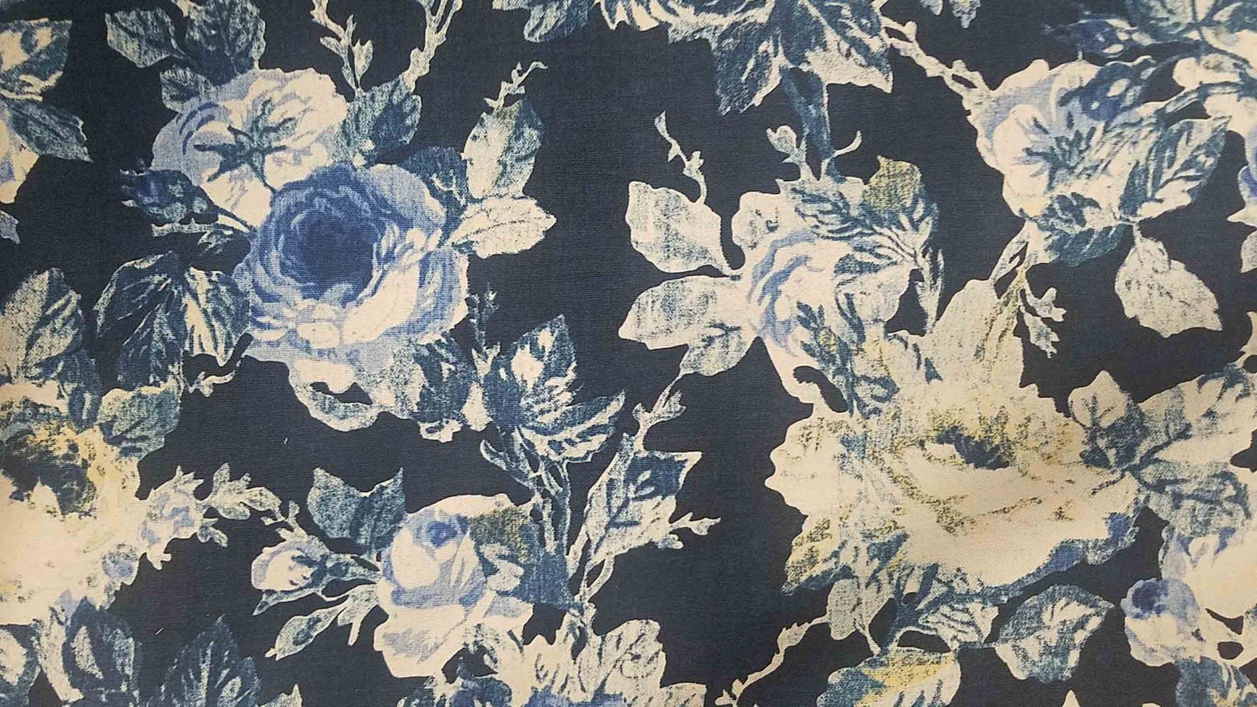 Apple Hill Indigo Blue Floral Drapery Fabric by WaverlyRich Tex