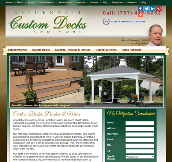 site design for Home Remodeling Company Virginia Beach Rick Vidallon