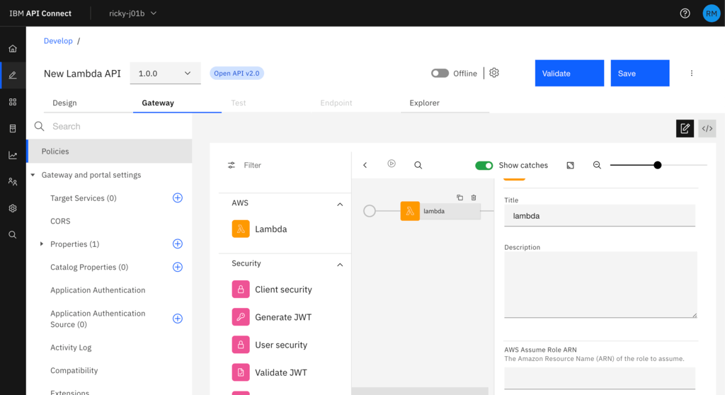 Lambda Integration in IBM API Connect on AWS