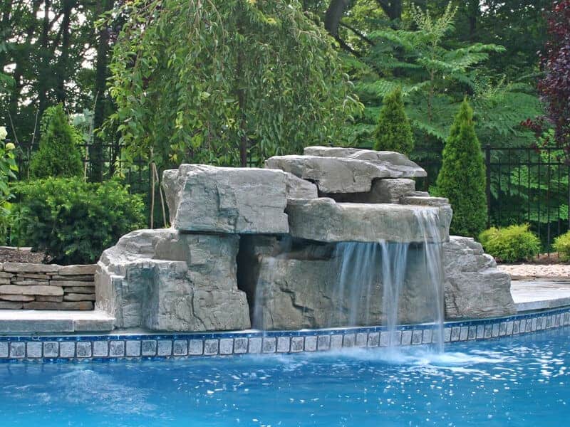 Refreshing Pools & Spas Rico Rock Waterfalls for Inground Fiberglass