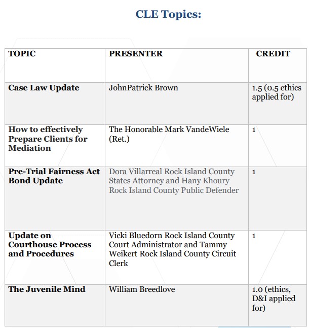 RICO Bar annual fall CLE at Western Illinois University Rock Island