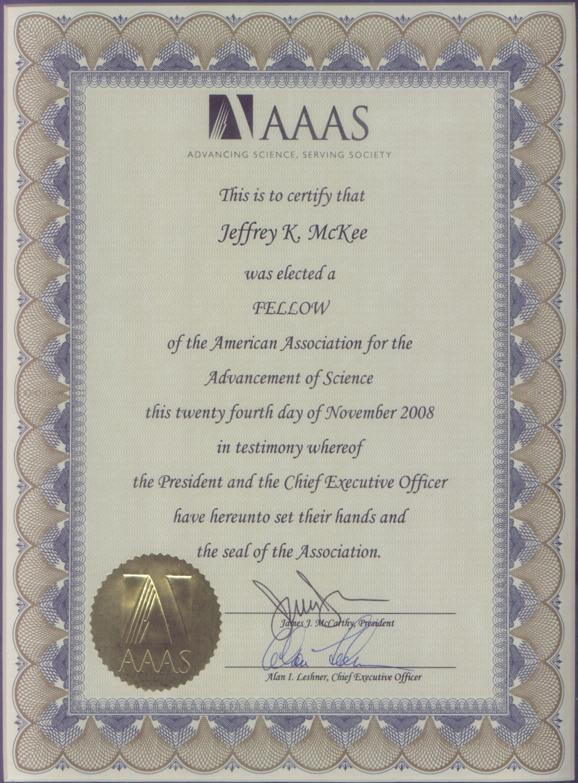 Jeffrey K McKee AAAS Fellow