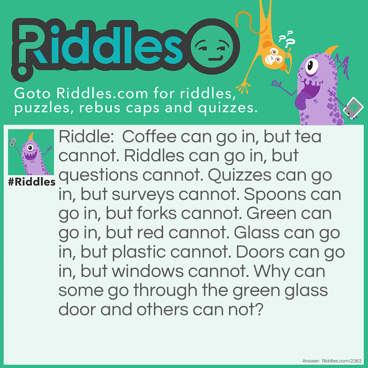 Green Glass Door... Riddle And Answer