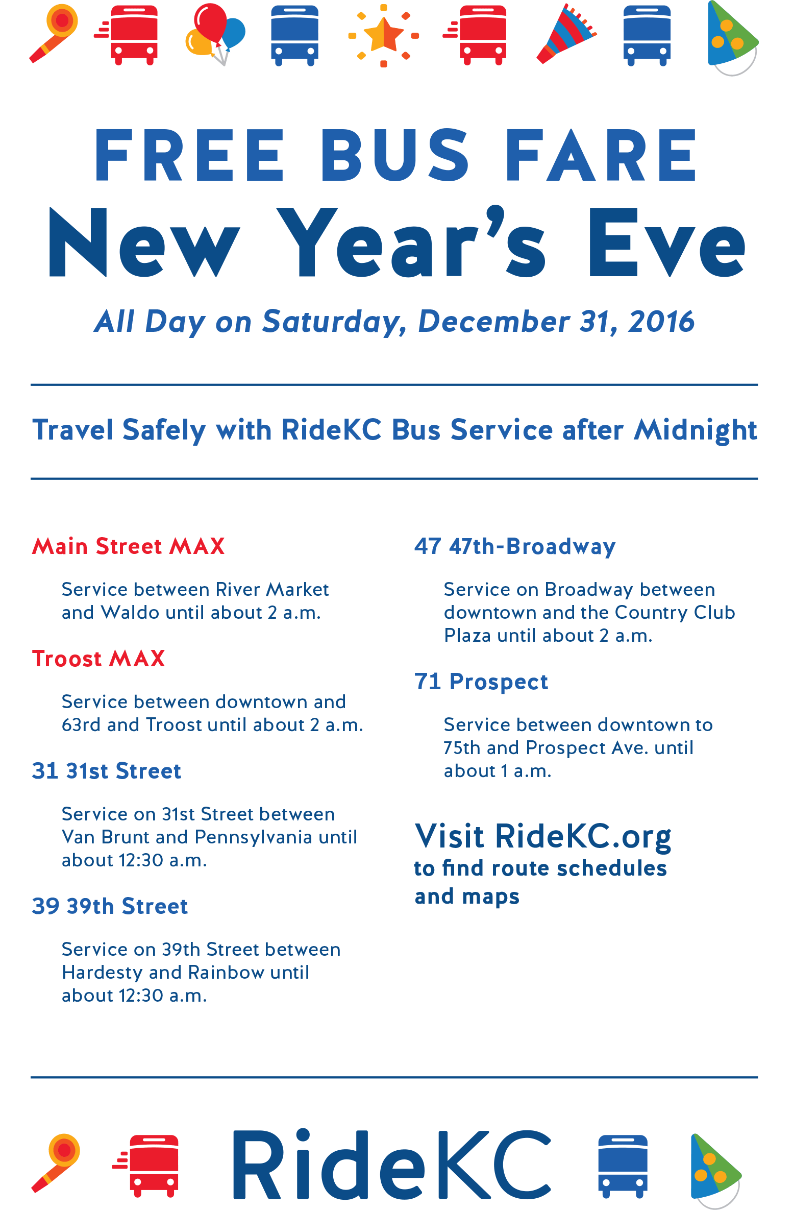RideKC Encourages a Safe Holiday with FREE Rides News RideKC
