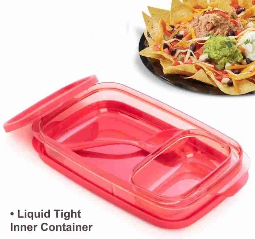 Plastic Slim Lunch Box Food Container with Small Container and Spoon