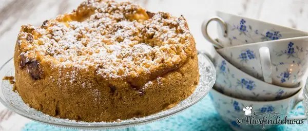Apfelkuchen mit Zwieback fruchtig, vanillig, buttrig und eine Nuance Karamell rideros