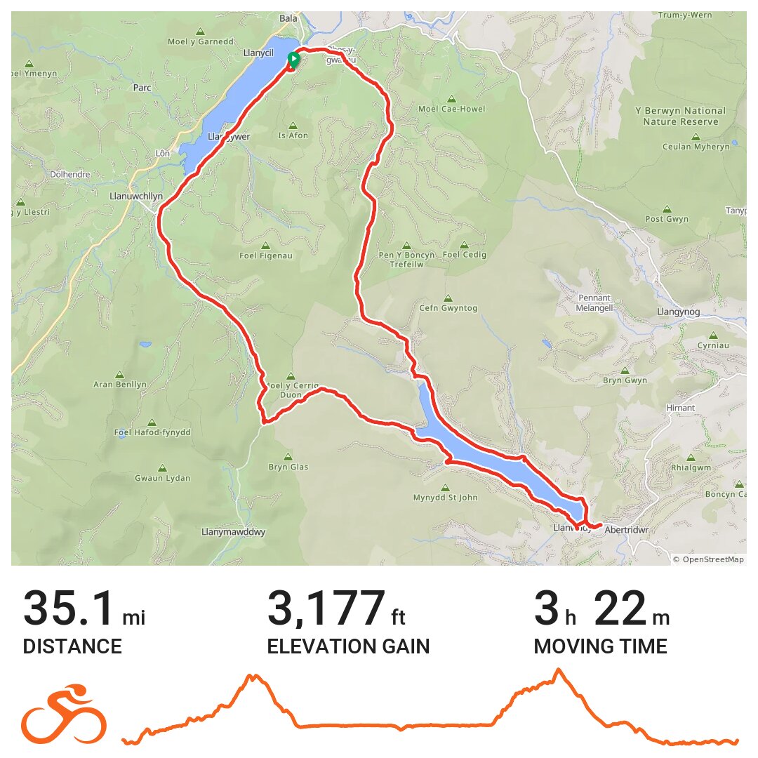 Lake Vyrnwy and Hellfire Pass 29/04/17 · Ride with GPS