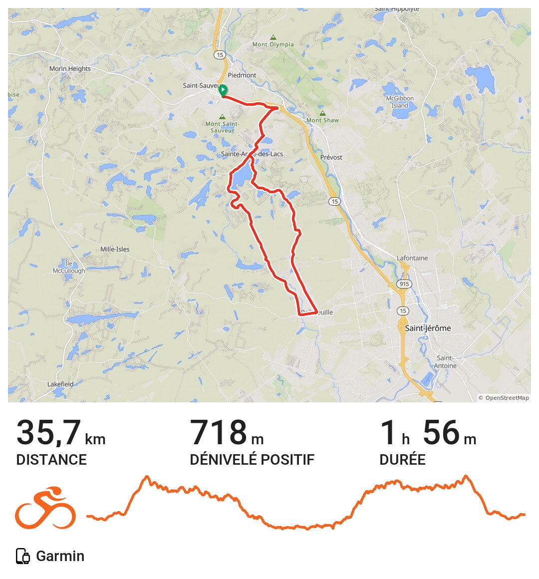 SaintSauveur / SainteAnnedesLacs / MilleIsles A bike ride in