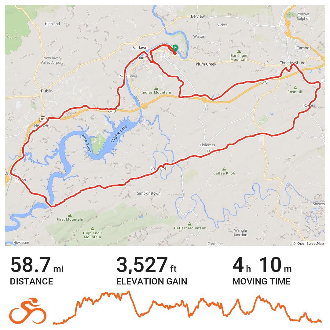 Wilderness Road Ride A bike ride in Radford City, VA