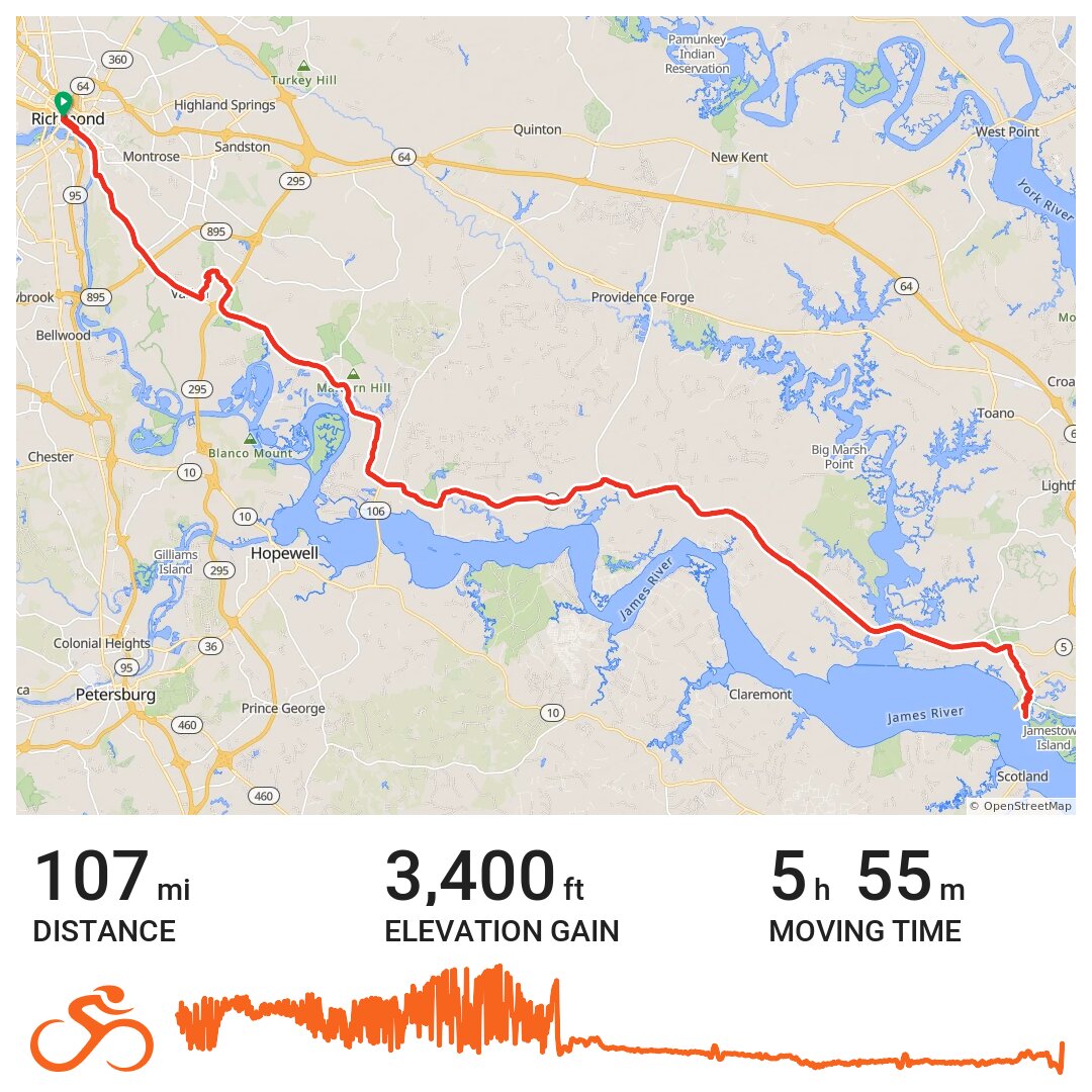 Richmond to Jamestown A bike ride in Richmond City, VA