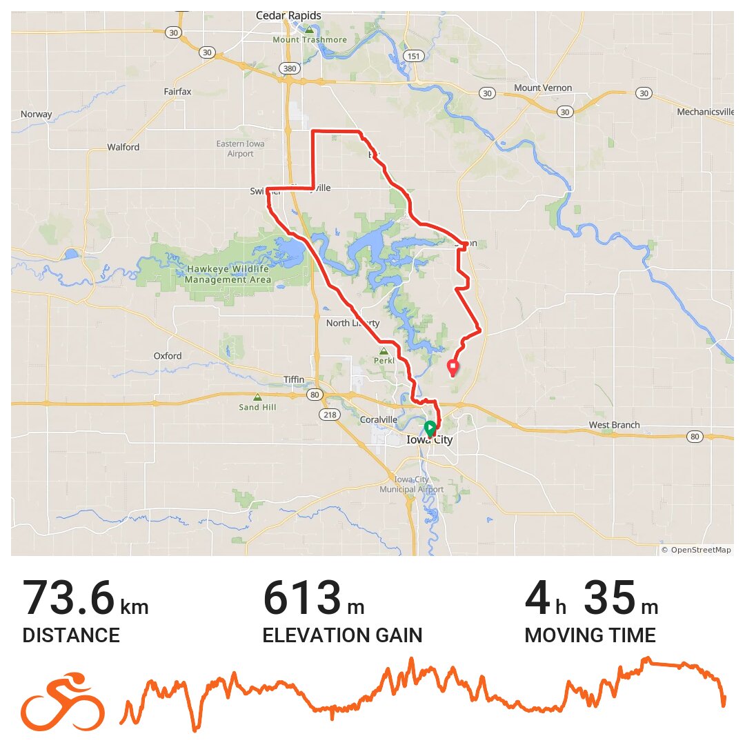 Iowa City NW Loop A bike ride in Iowa City, IA