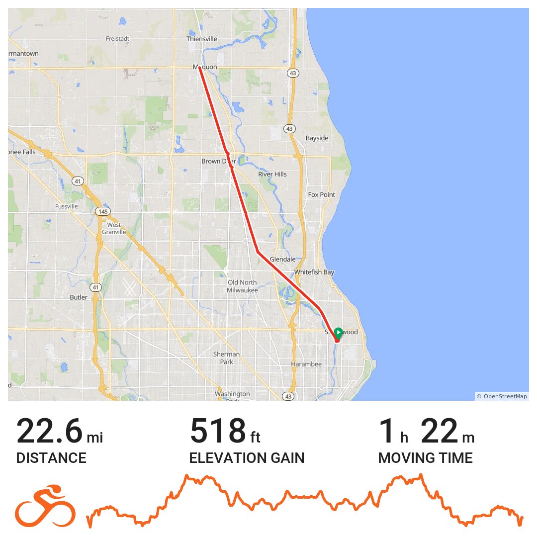 Thiensville, Rt 167 Oak Leaf Trail A bike ride in Shorewood, WI