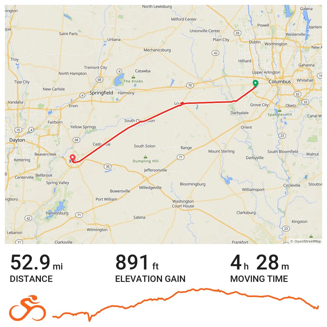 Xenia Ohio from Columbus aug 10 · Ride with GPS
