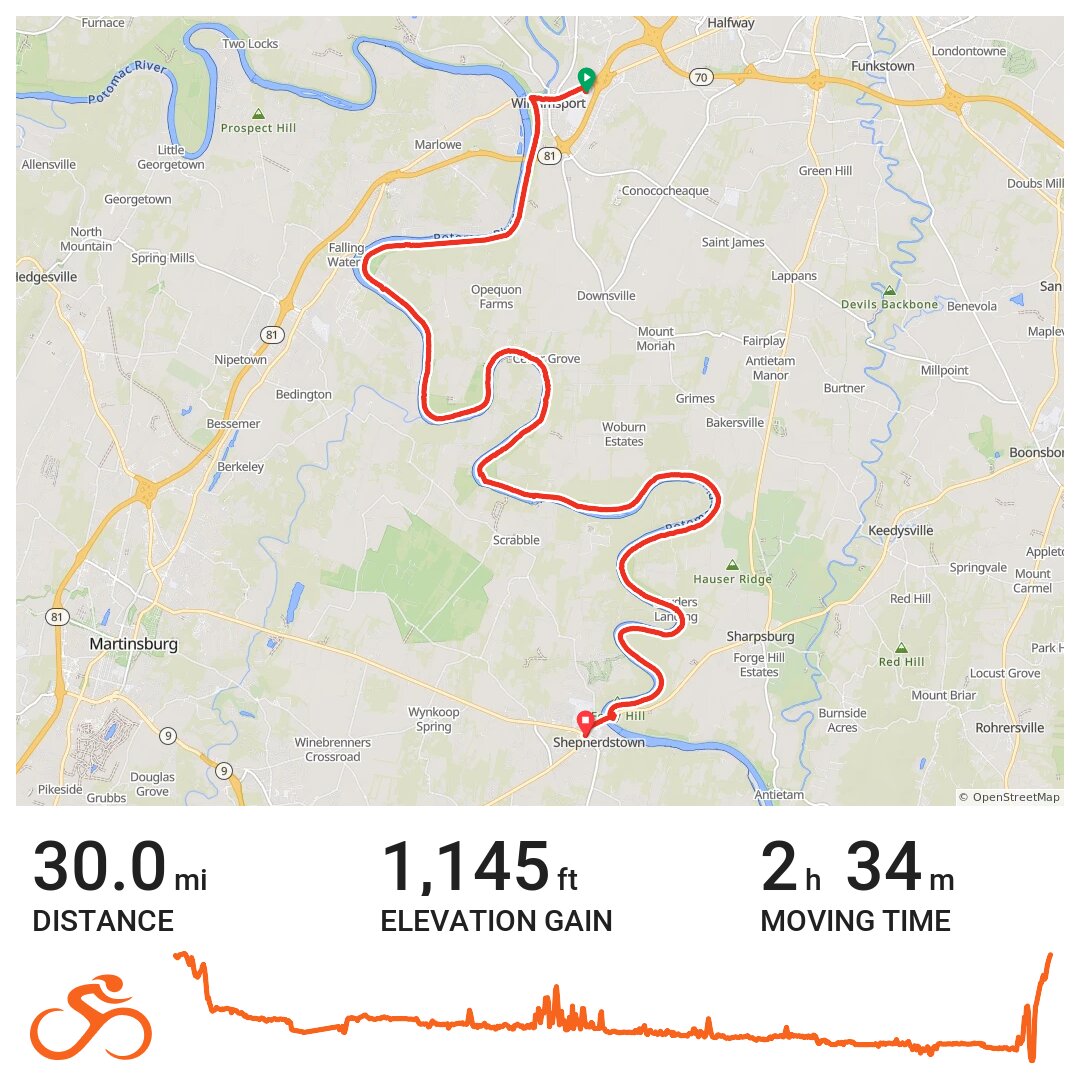 C&O Canal Towpath Williamsport to Shepherdstown · Ride with GPS