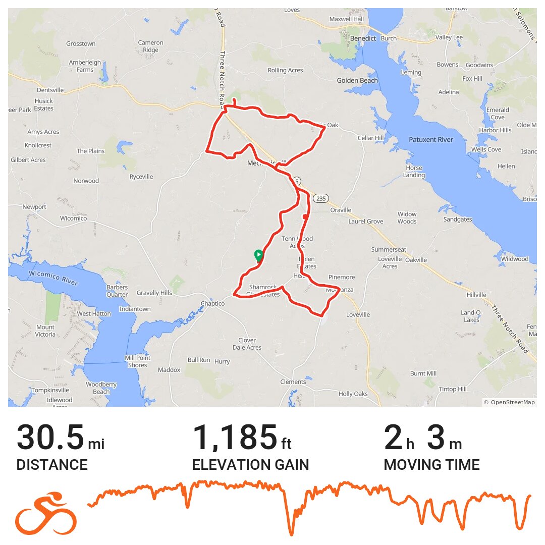 Home Ride. 5/2/18. A bike ride in Saint Mary's County, MD