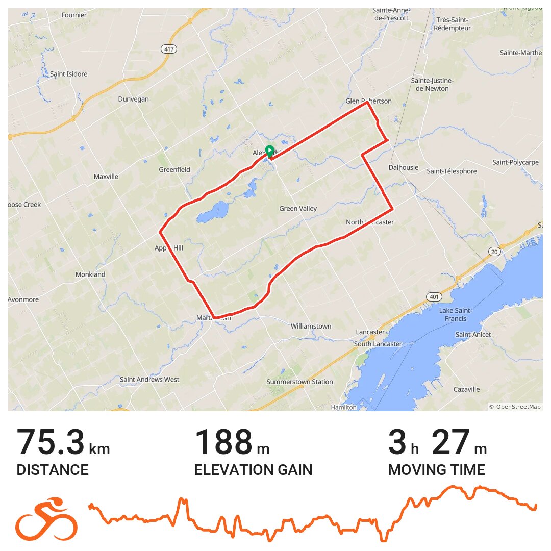 07/29/2018 Alexandria, Ontario Island Park 75.2 km Route · Ride with GPS