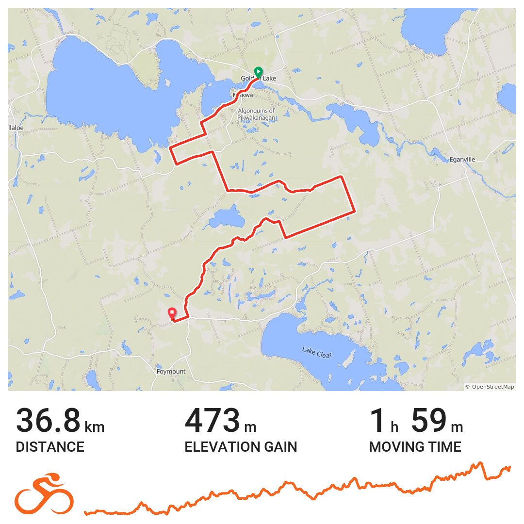 Golden lake to Cormac ride A bike ride in North Algona Wilberforce