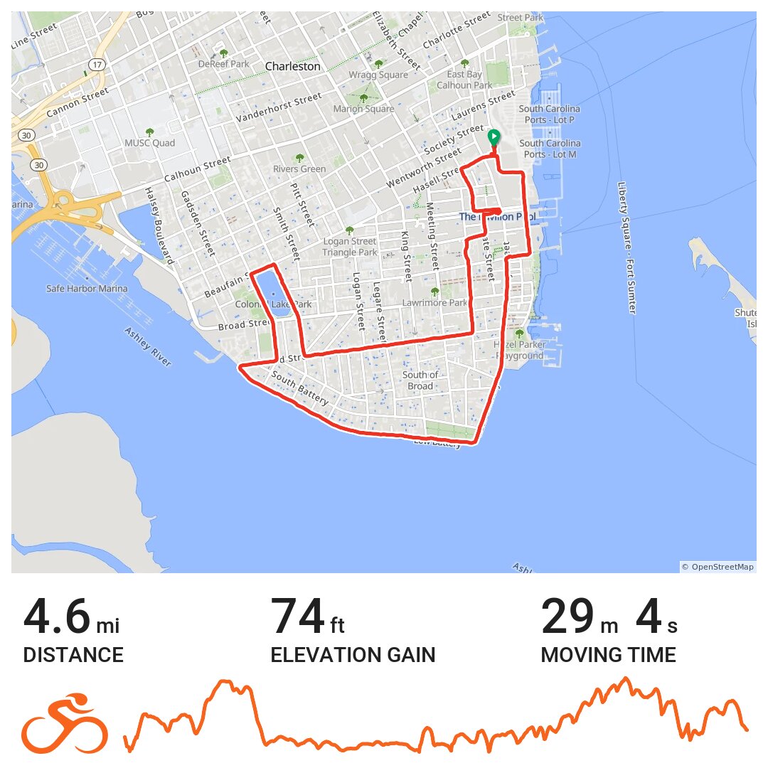 Warm up A bike ride in Charleston, SC