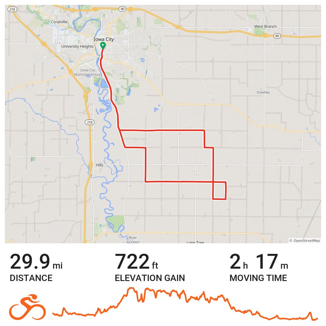 B roads toward hills A bike ride in Iowa City, IA
