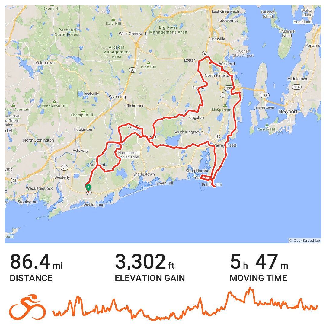 Rhody A bike ride in Westerly, RI