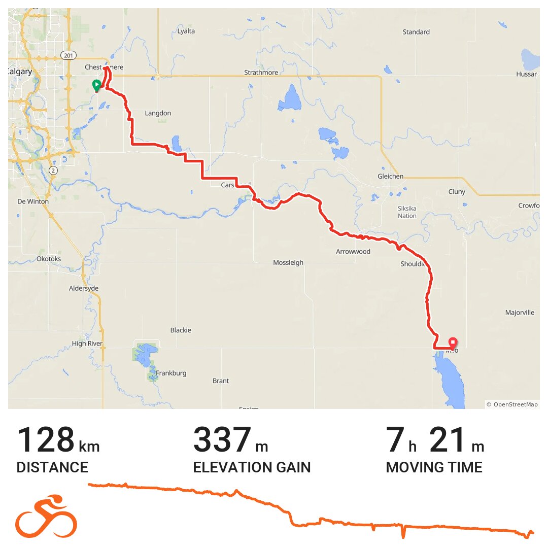 Chestermere to WyndamCarseland via Canals and Gravel Roads + Wyndam