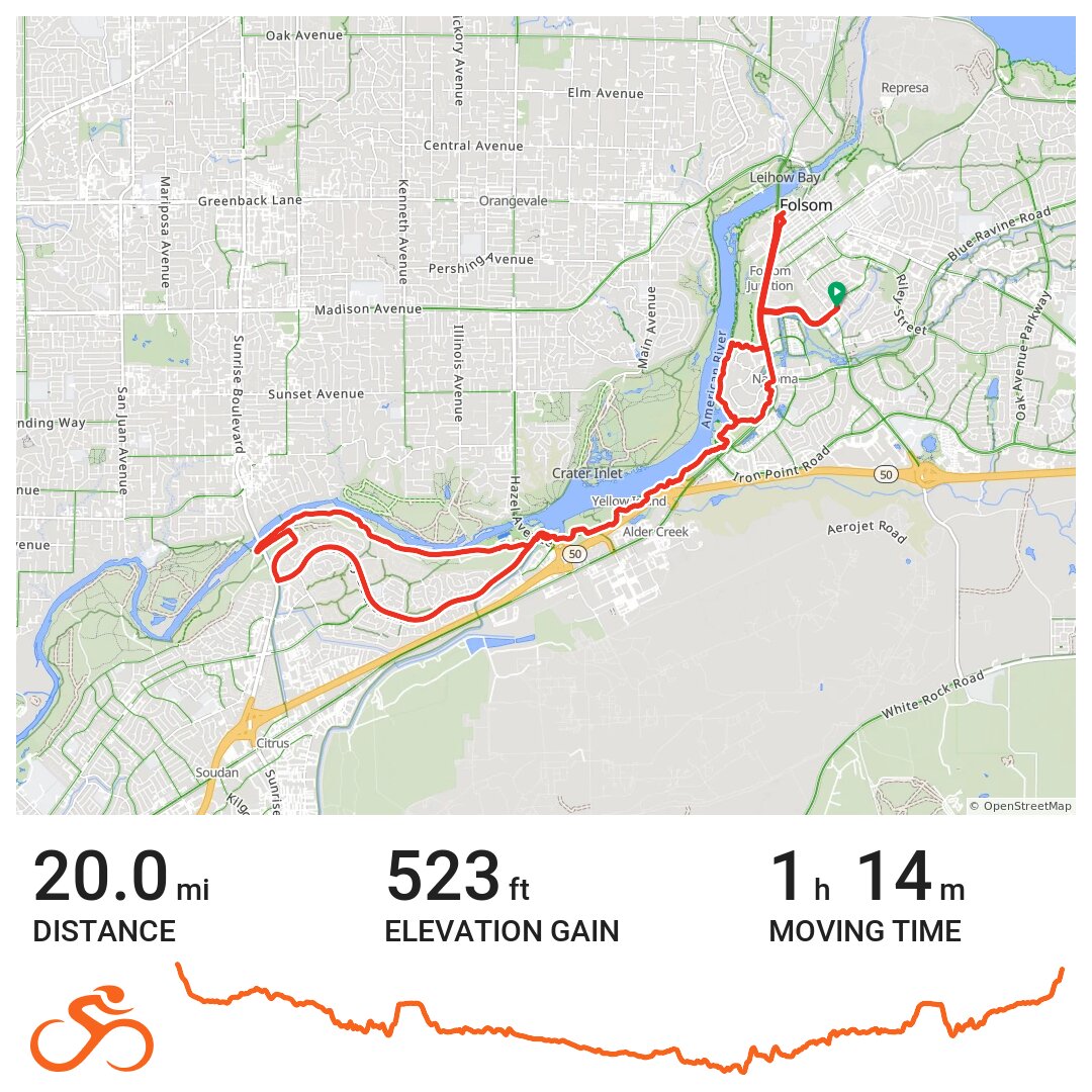 Folsom to Sunrise & Back A bike ride in Folsom, CA