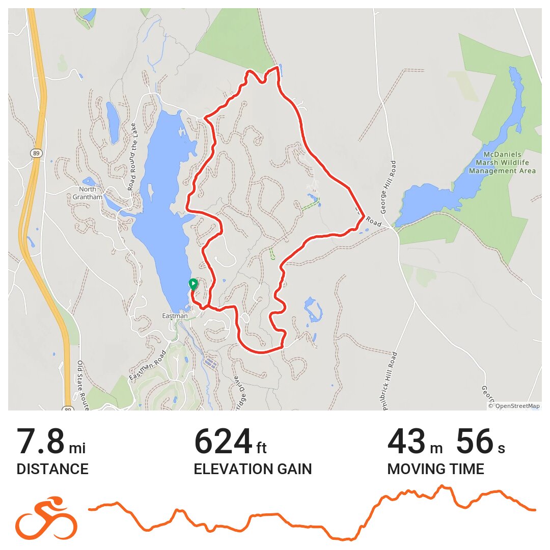 Bog Road Loop/Eastman A bike ride in Grantham, NH