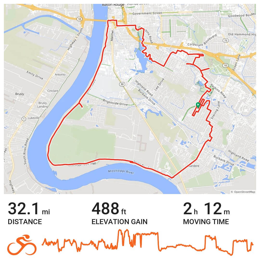 River Road Lakes Moss Loop A bike ride in Baton Rouge, LA