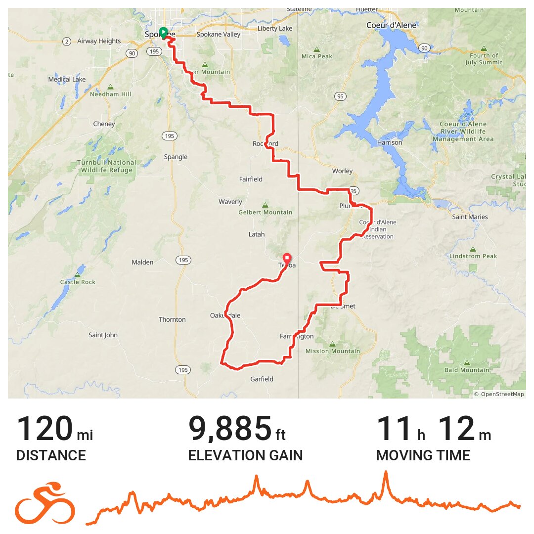 Tekoa to Spokane · Ride with GPS