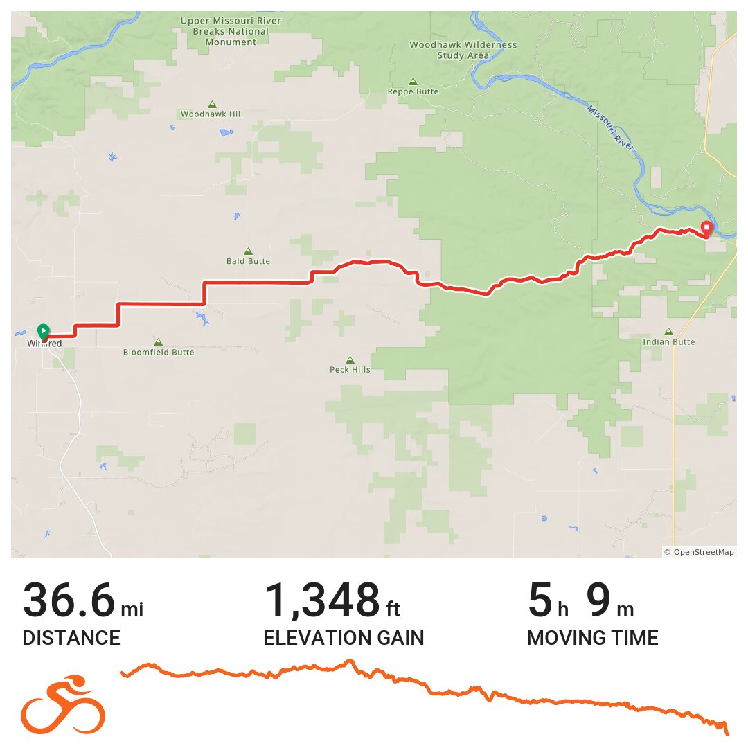 S2S Day 031 Winifred, MT to Just Short of James Kipp Rec Area, MT