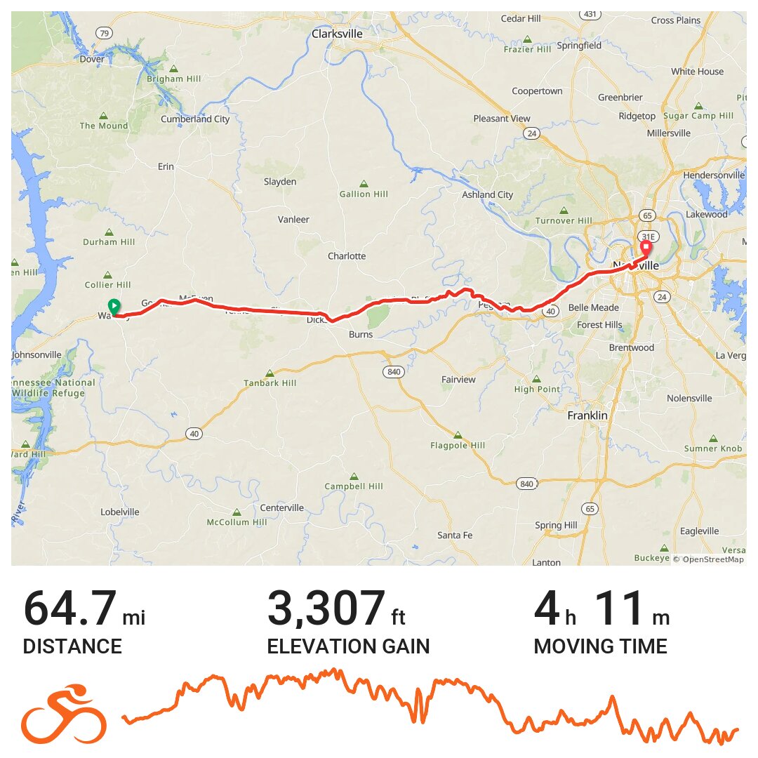 RW Waverly to Nashville A bike ride in Waverly, Tennessee