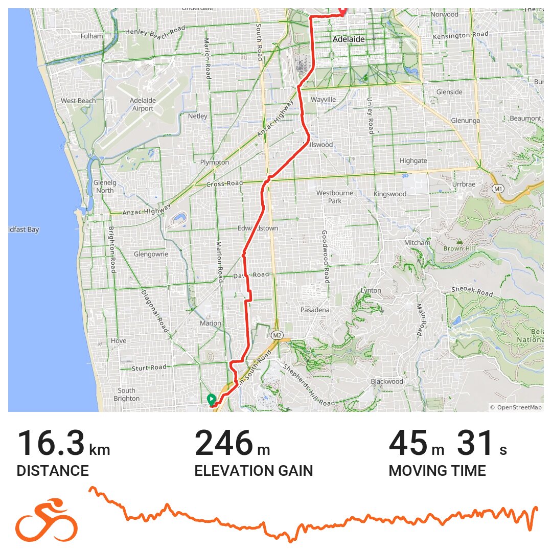 To Adelaide station · Ride with GPS