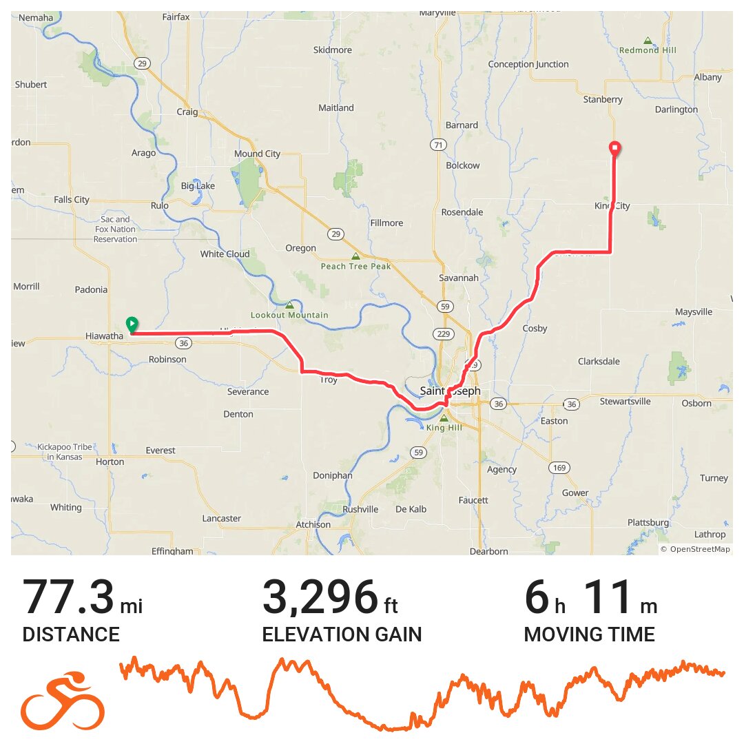 Day 46 Hiawatha, KS to King City, MO · Ride with GPS
