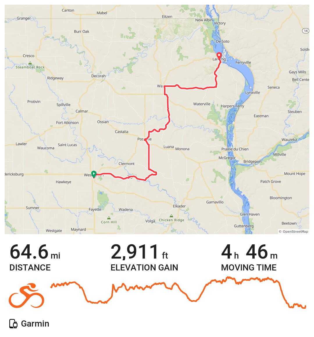 West Union Gravel/Unpaved Cycling A bike ride in West Union, IA