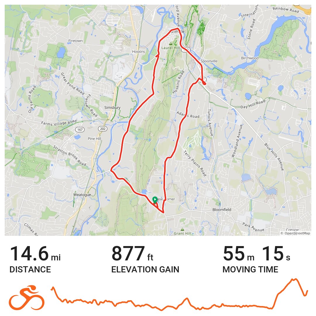 Tariffville Loop A bike ride in Town of Bloomfield, CT