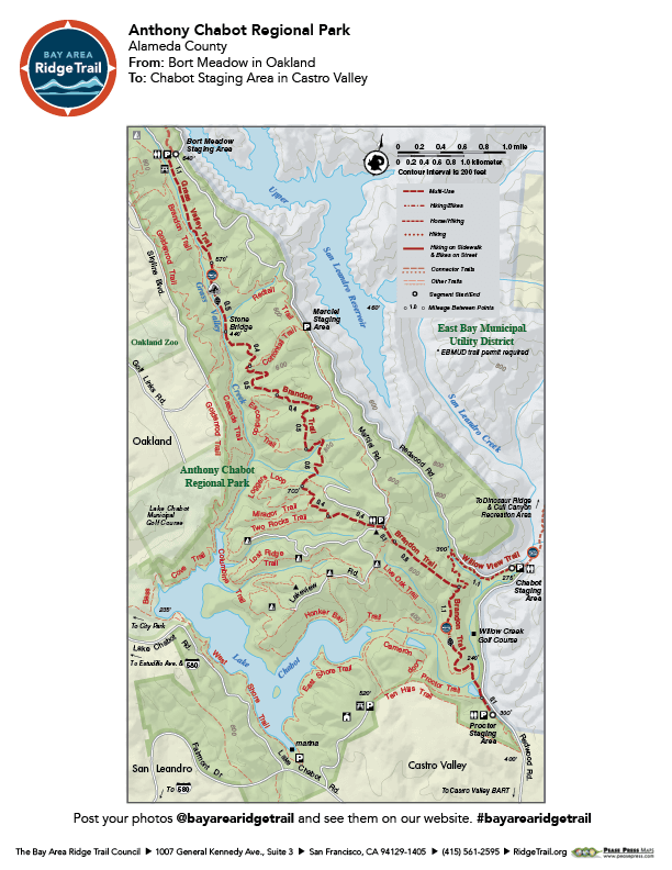 Anthony Chabot Topographic Map Anthony Chabot Regional Park Bay Area Ridge Trail