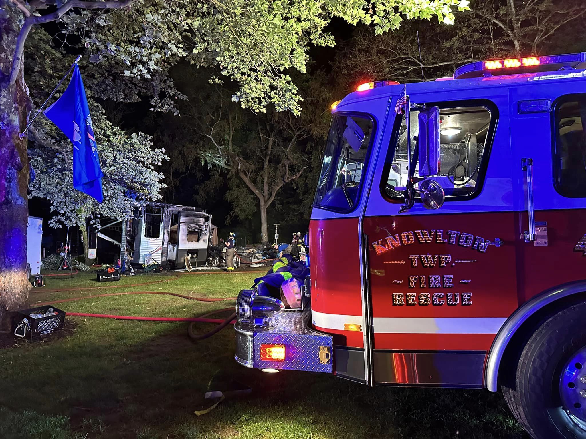 Fire Destroys RV in Knowlton Campground Ridge View Echo