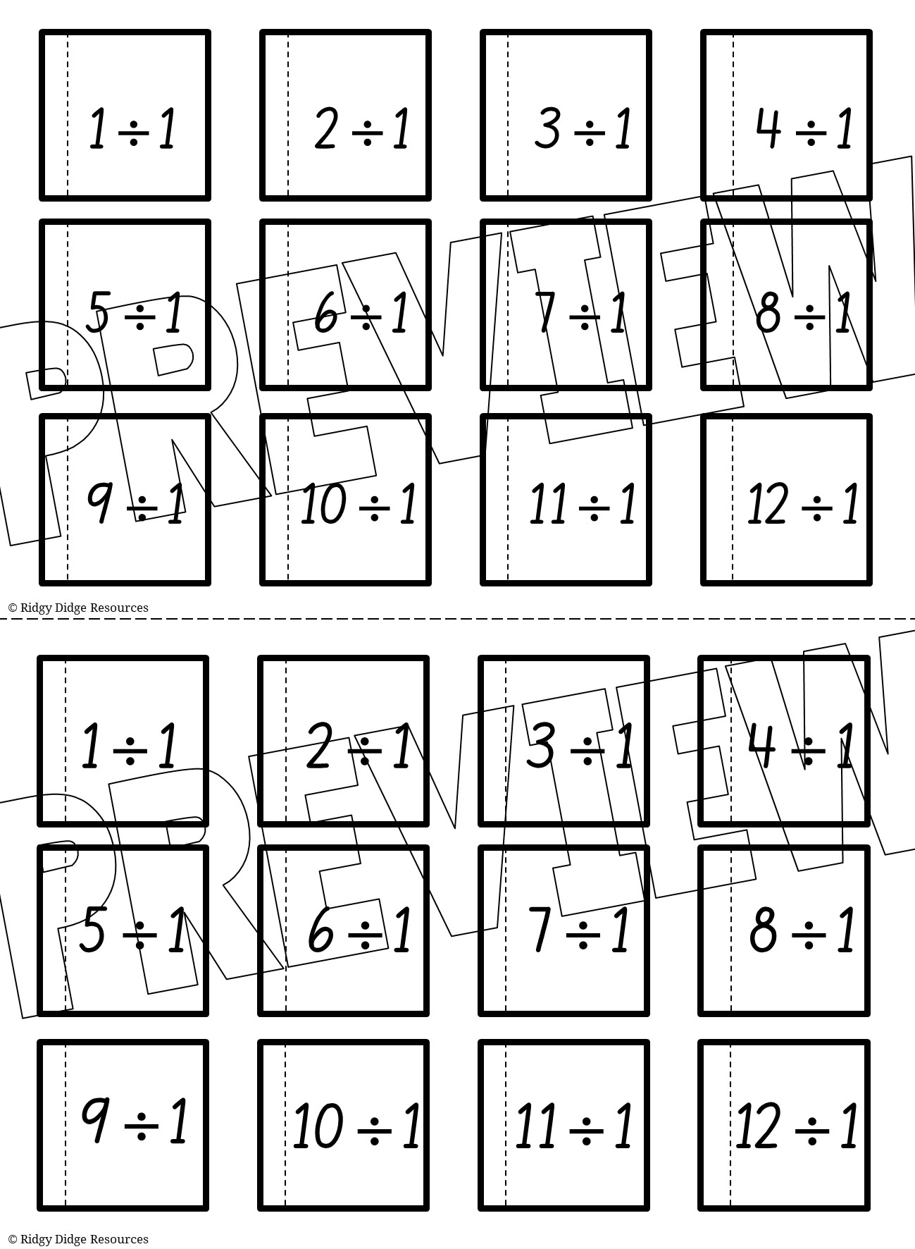 Division Facts Houses Activity Sheets Ridgy Didge Resources