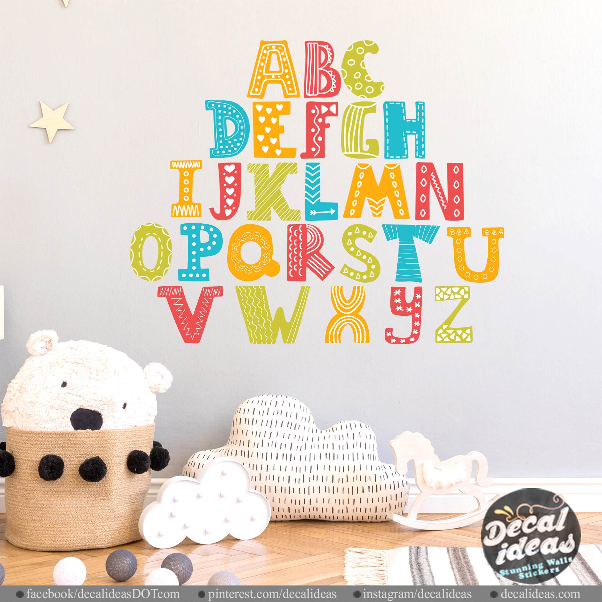 English Alphabets Decal Stickers Removable Peel and Stick Riffeens