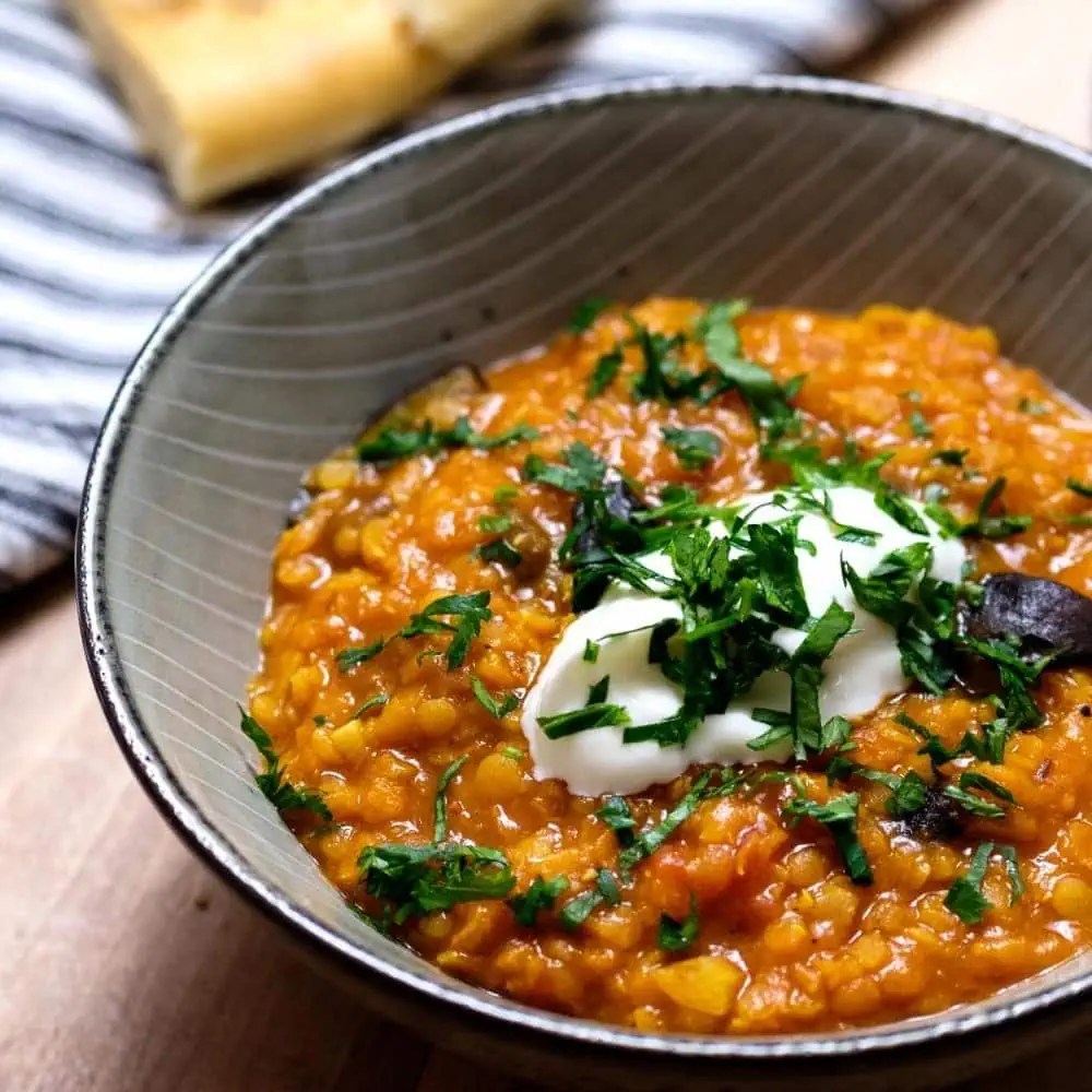 Daal med aubergine opskrift på indisk linsegryde Rigeligtsmør.dk