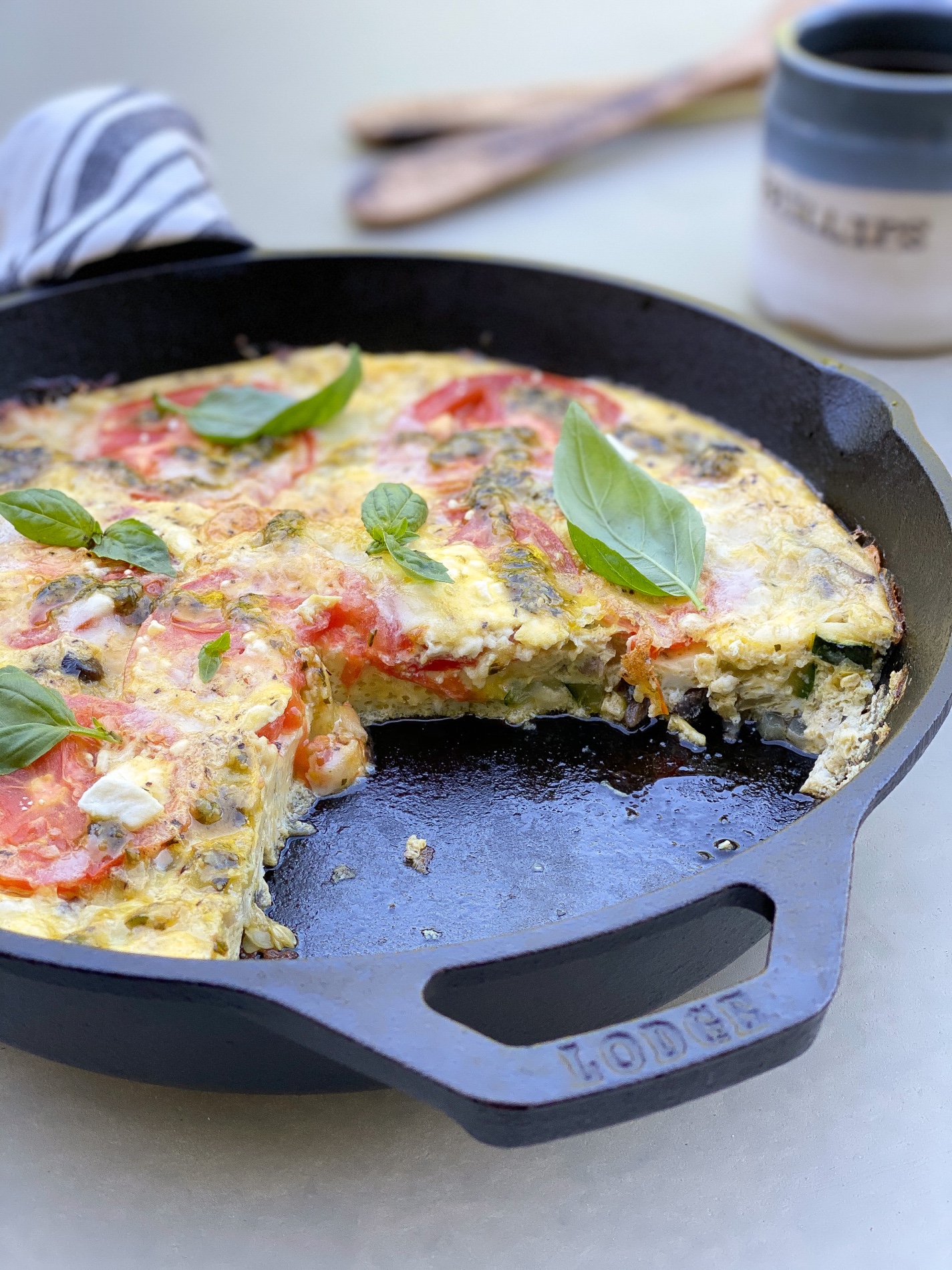 Garden Veggie Cast Iron Frittata Right Back Spatula