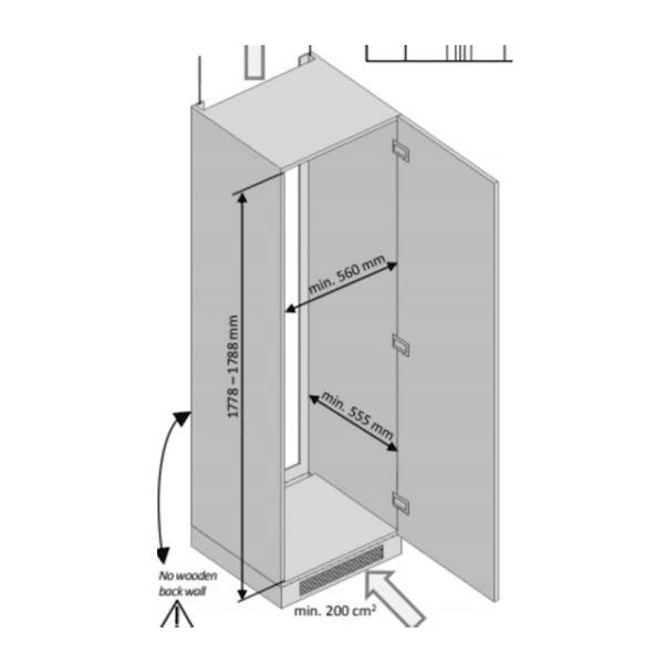 Built in Upright Freezer 177x54cm Right Deal Malta