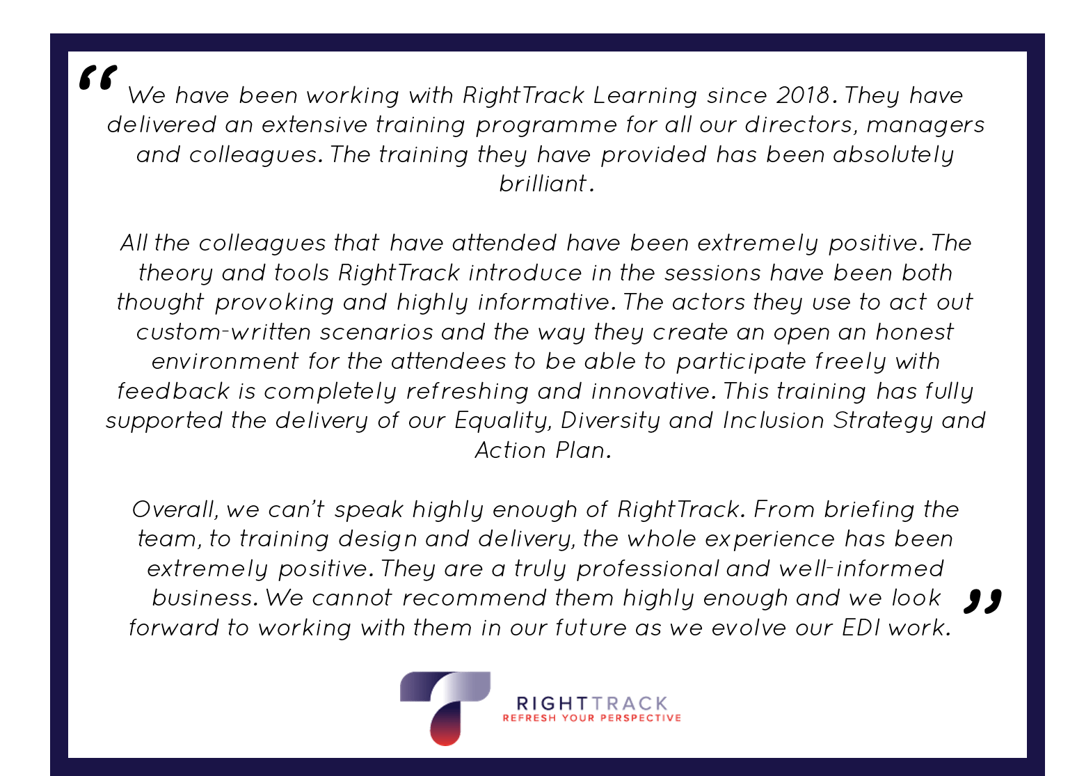 Amazing feedback from Catalyst Housing RightTrack Learning