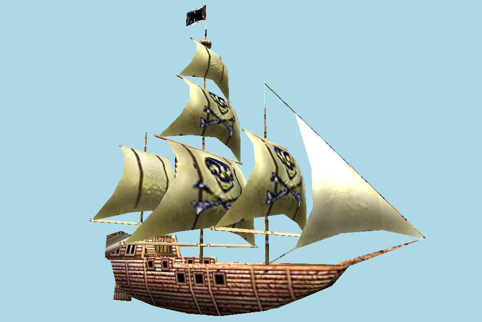 Pirates Ship Low Poly 3d Model