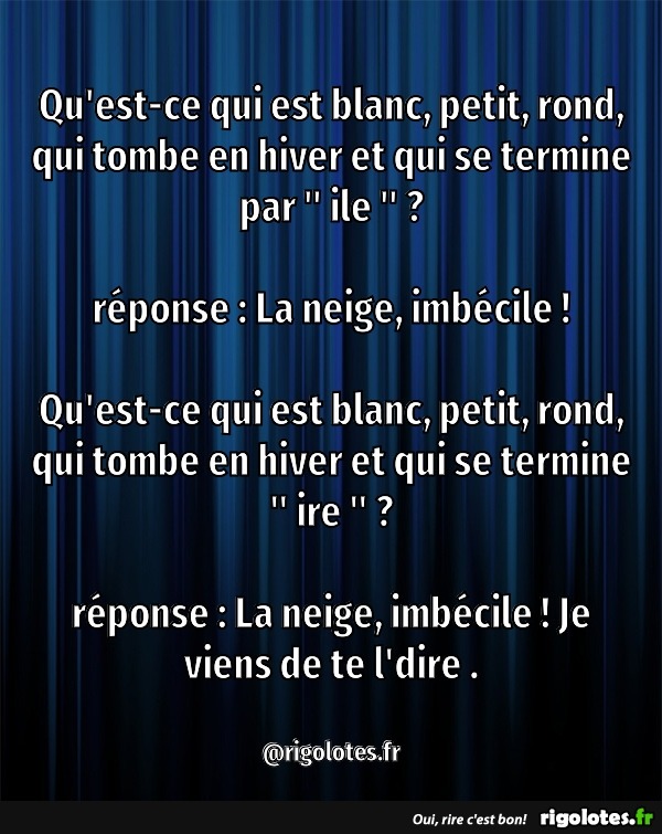 Qu'estce qui est blanc, petit,.. Blagues et les meilleures images