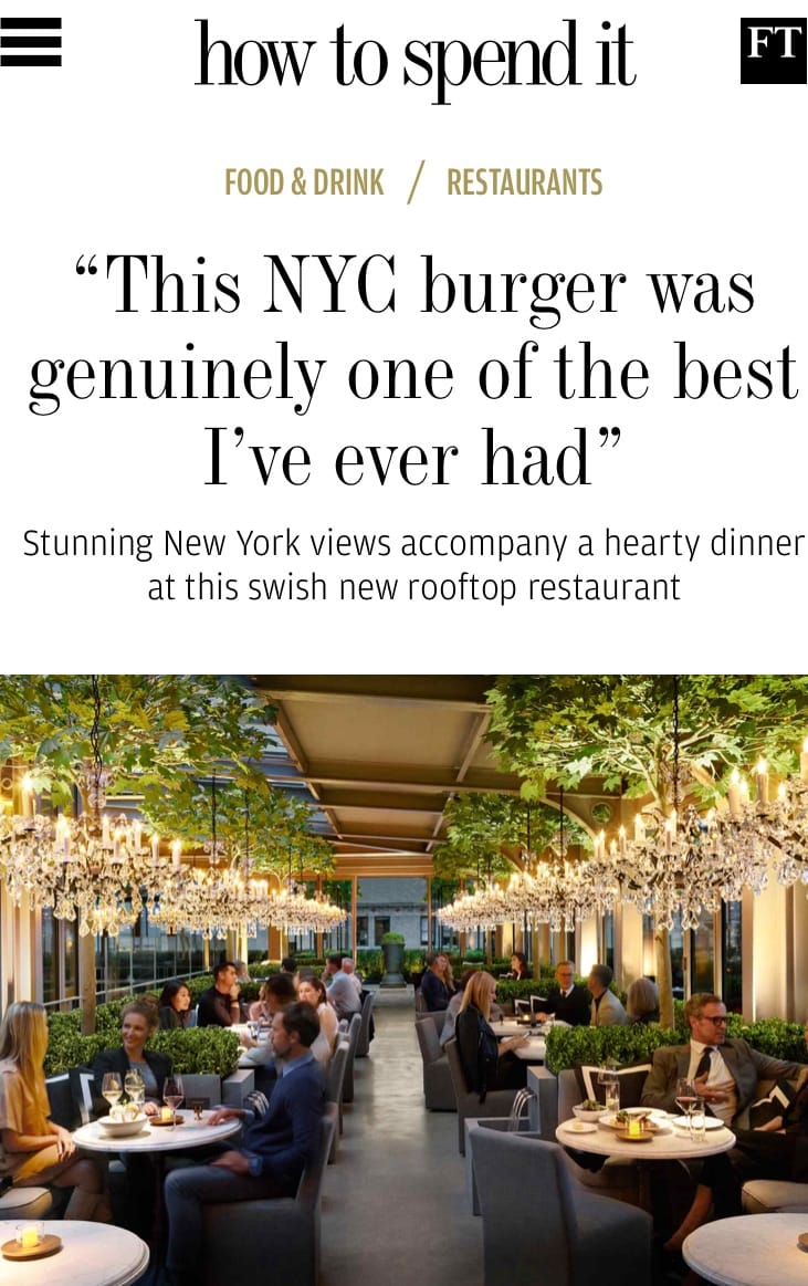 Restoration Hardware's rooftop restaurant in How To Spend It Rima Suqi