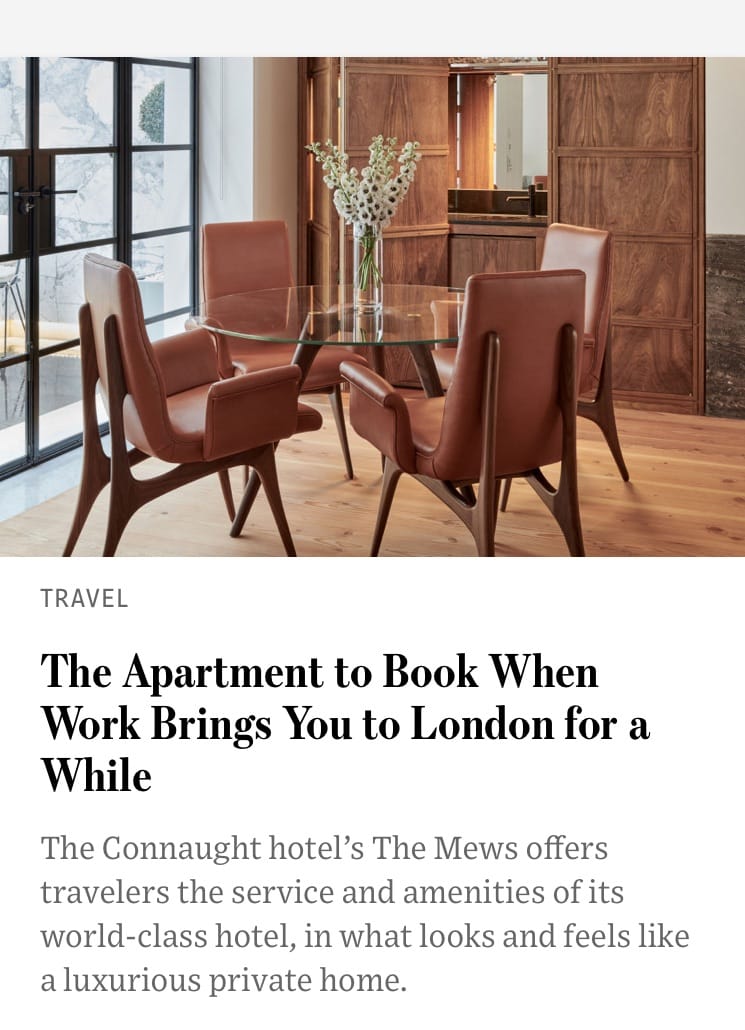 The Connaught Mews in the WSJ/Far and Away Rima Suqi